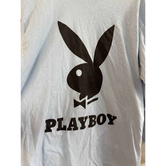 Playboy Long Sleeve Mens L Blue Graphic Logo Tee 100% Cotton Crewneck Honduras - Picture 2 of 5